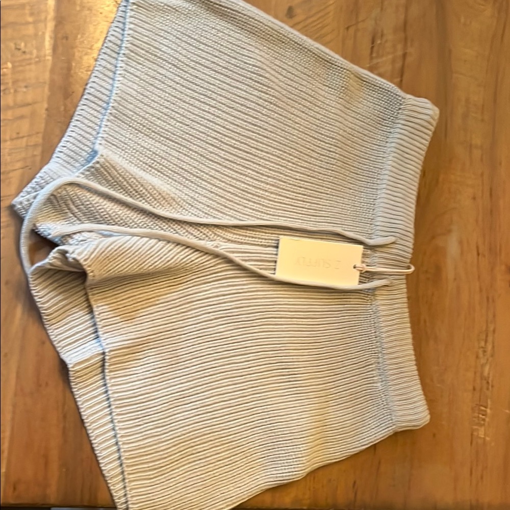 Z Supply Ribbed Knit Shorts - Light Gray